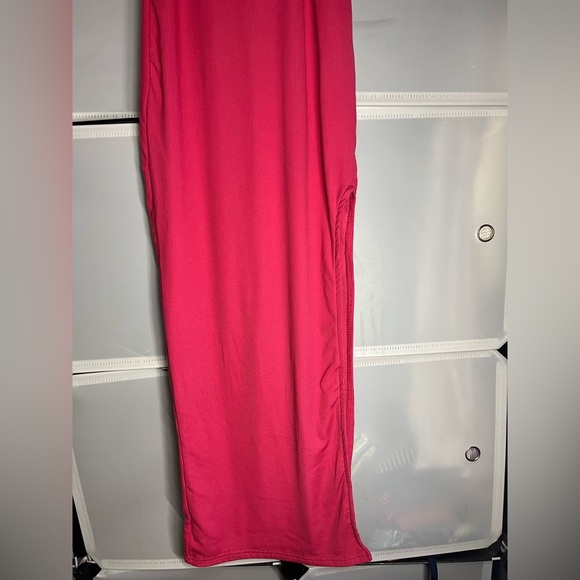 Pink Spaghetti strap dress w/ Slit Contour Collection - Picture 6 of 9